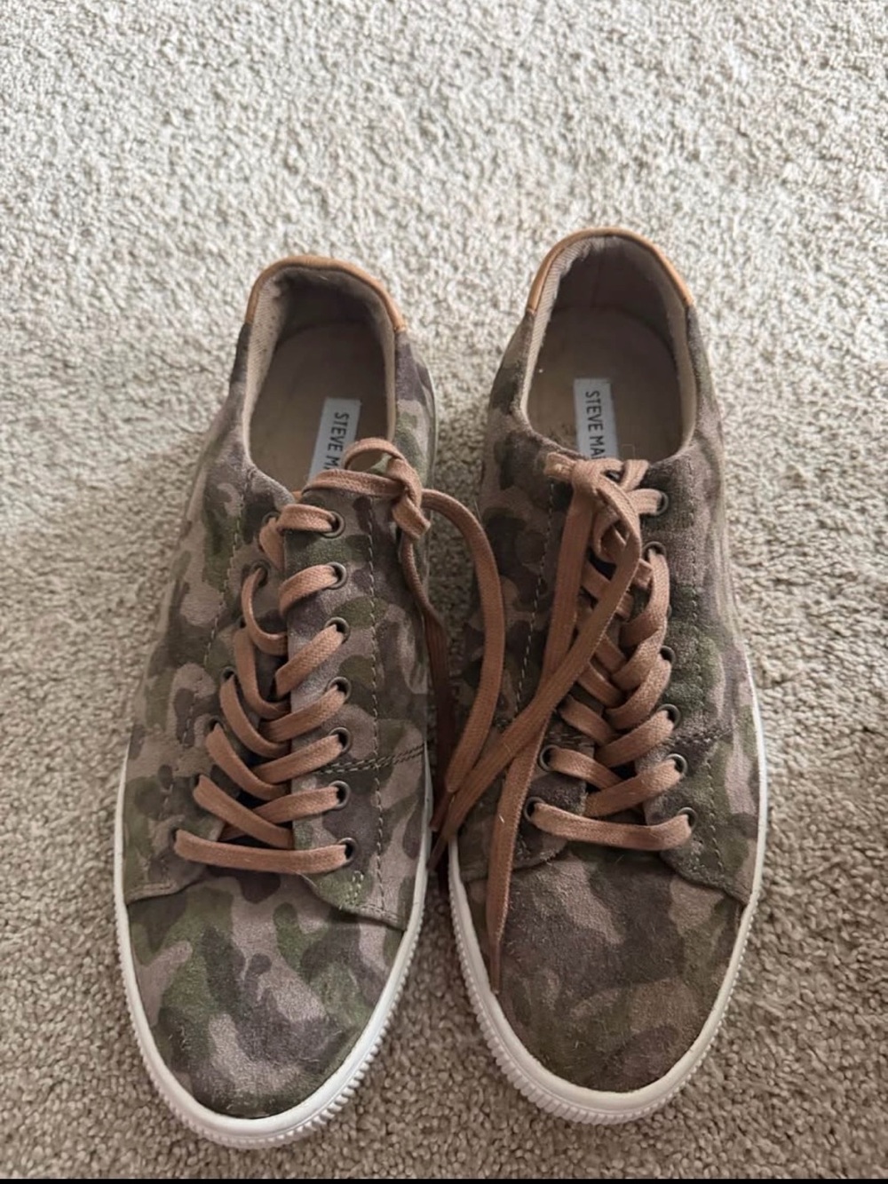 Steve Madden Camouflage Suede Low-Top Sneakers - Brown/Green